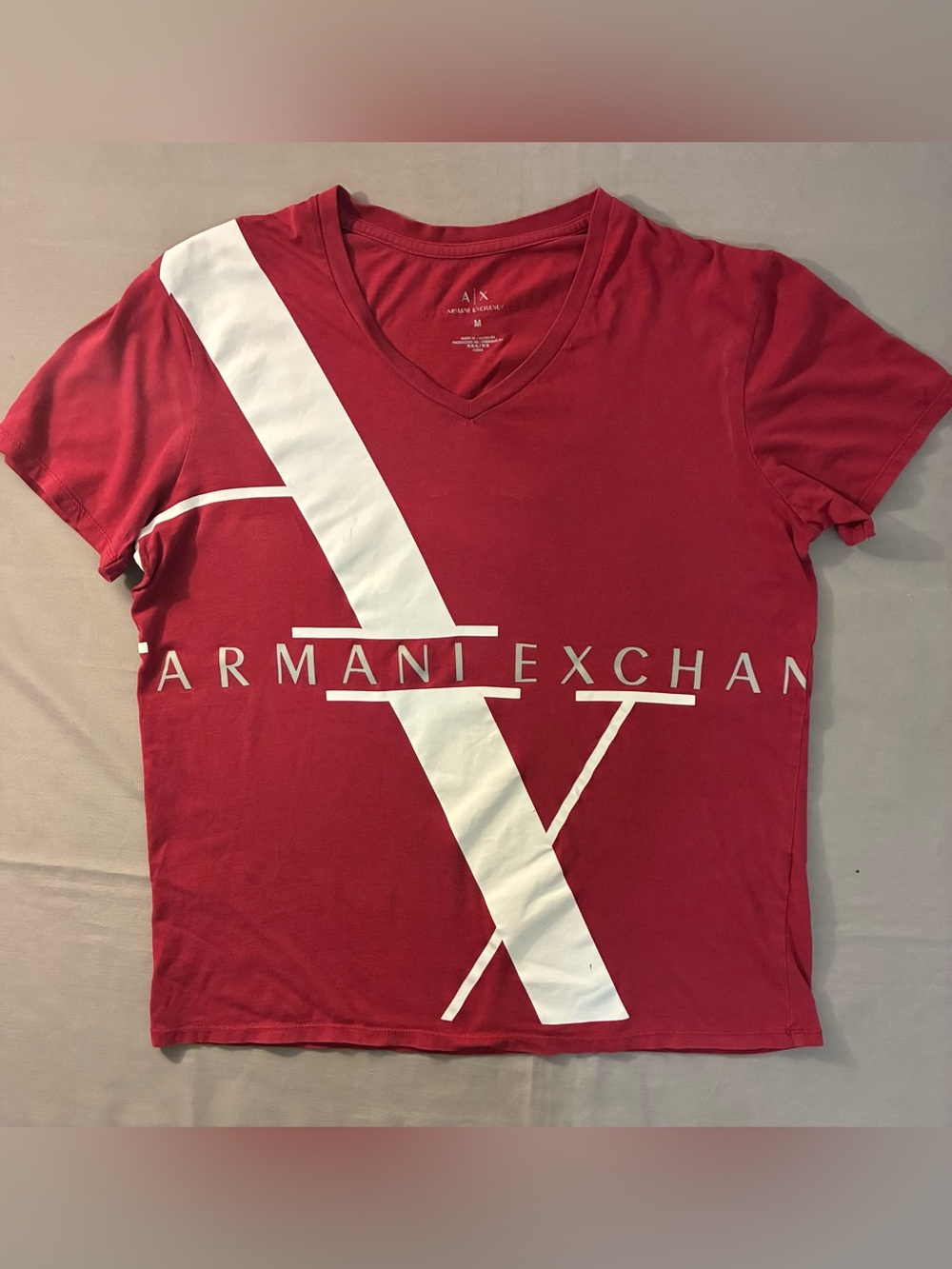 Armani Exchange Red Tee with White AX Graphic